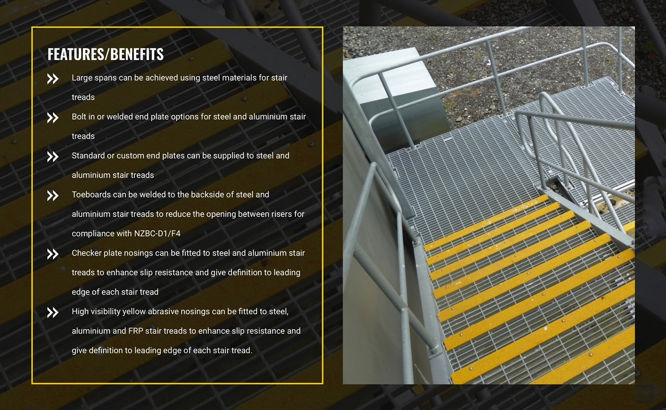 For Stair Treads New Zealand. Contact Steel Grating Ltd.